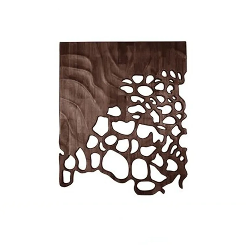 Handcraft Tea Room 3D Hollow Wood Carving Wall Art Office Decoration