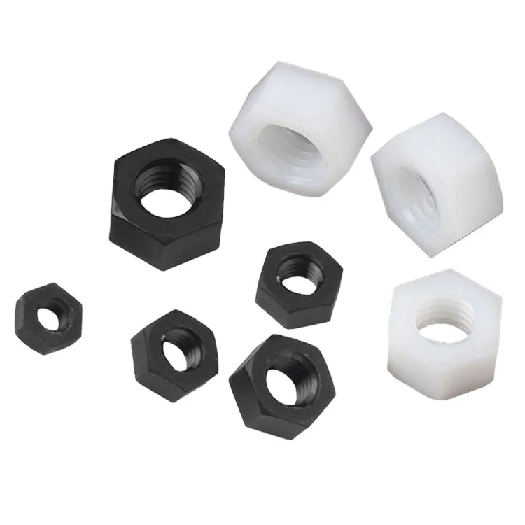 M8 Nylon hexagon nuts PA66 material plastic locking hexagon nuts plastic fasteners Pitch 1.25mm