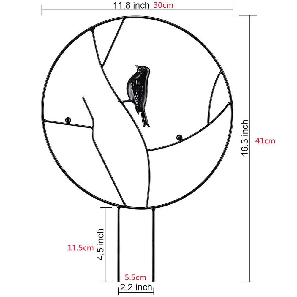 Modern gardening climbing frame plant bracket support rod bird butterfly-shaped iron frame plant flower arranging pole