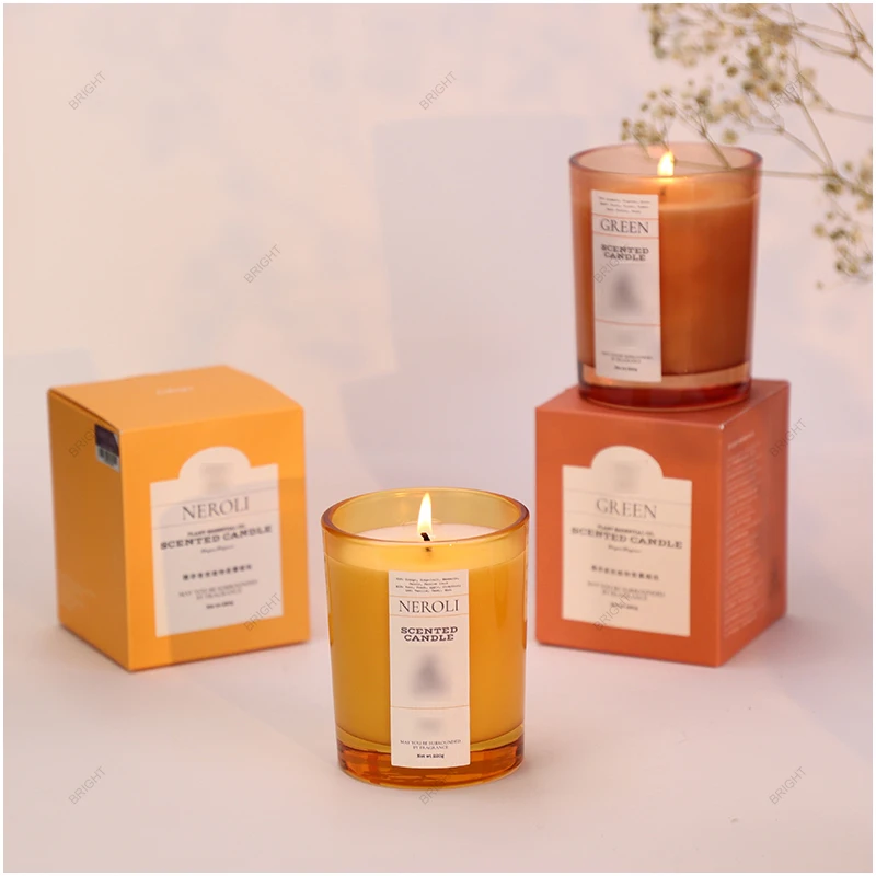 2024 New Wholesale 8oz 10oz 12oz Modern Empty Glass Candle Holder Custom Luxury frascos para velas Candle Jar with Wooden Lid