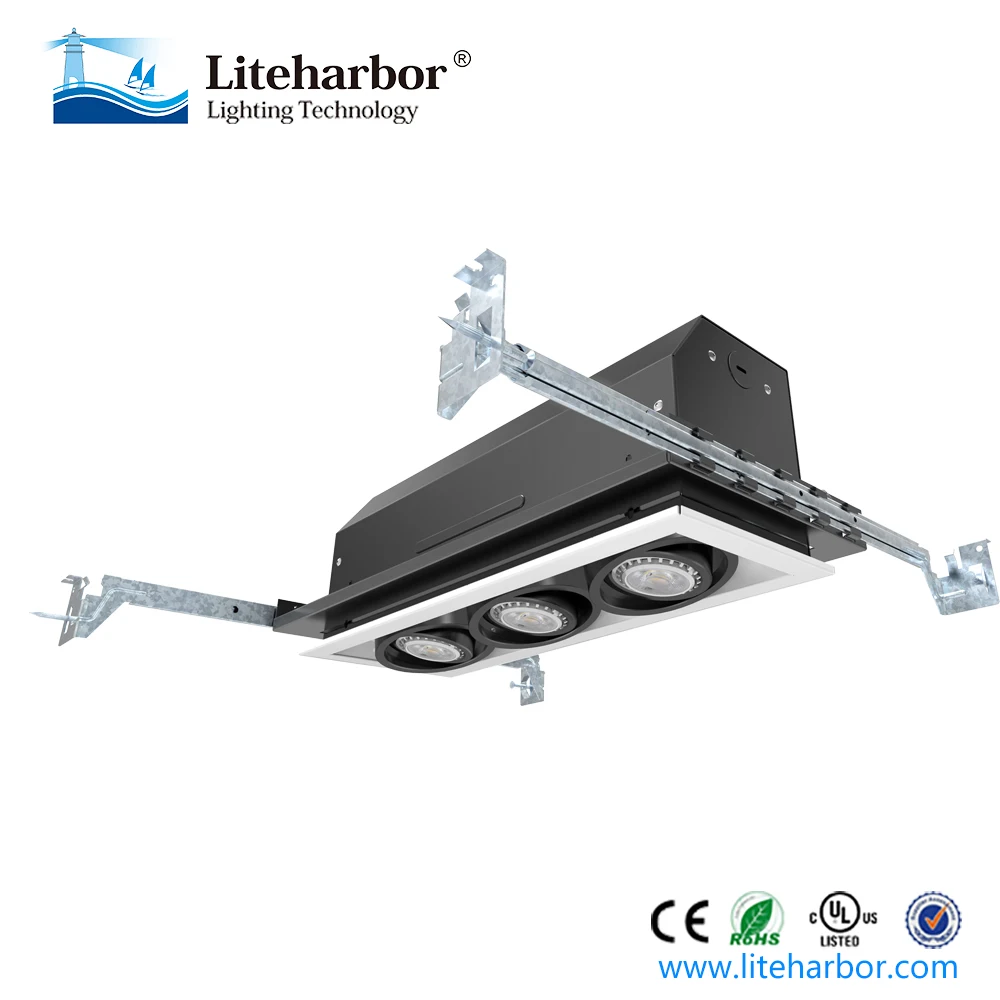 LED Grille Lamp Factory Directly 3-Lamp GU10 Blub New Construction Multiple Recessed Down Light