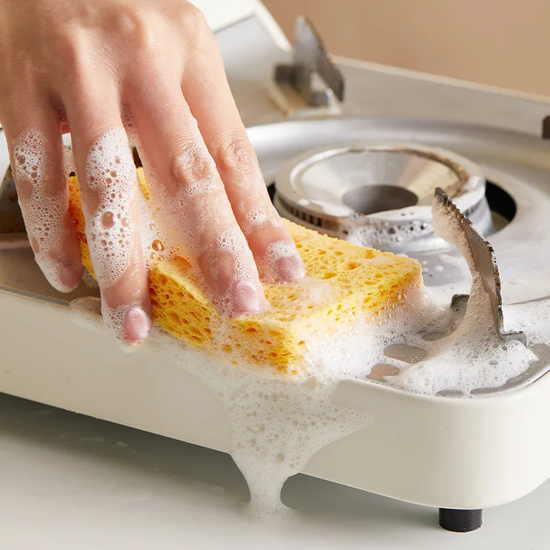Customized Wholesale Household non-stick oil wood pulp cotton hot sponge dishwashing block spot wood pulp sponge