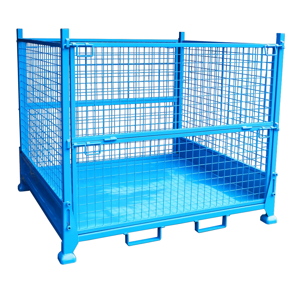 Industrial CASE CARTER OEM Heavy Duty Stackable Pallet Container Box Metal Steel folding Warehouse Storage Pallet Cage