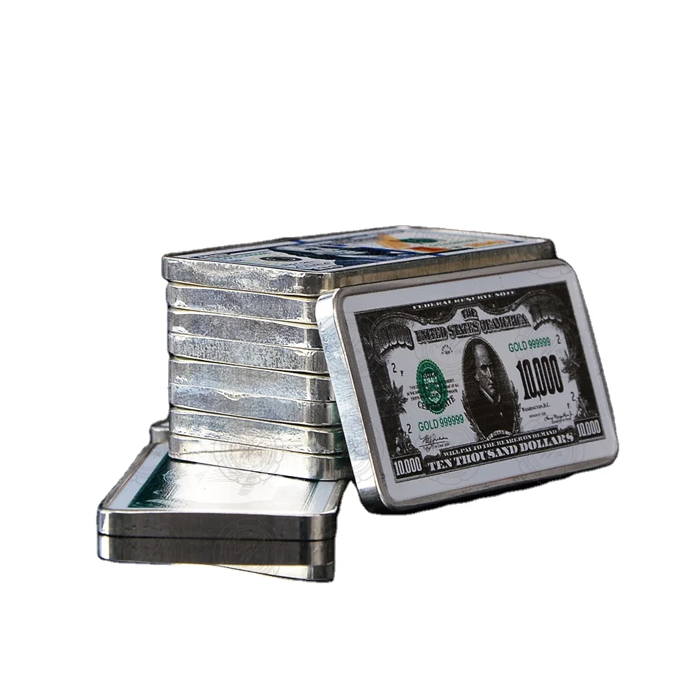 WR Home Accessory 10000 Dollar American Silver Bill Note Fake Bar Quality 999.9 Silver Bars