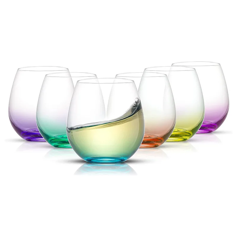 Crystal Clear Borosilicate Glass Stemless Red Wine Glasses For Juice Water