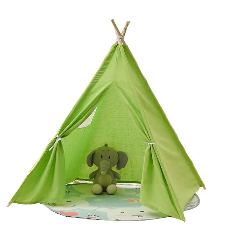 1.1M Kids  Play House Triangle Game Tent Kids Teepee Tent Cotton  Teepee For Children Toddler Indoor Outdoor Funny