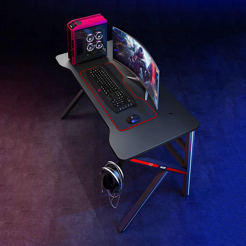 Оптовая продажа игровой настольный компьютер HM-001 гоночный стол с RGB подсветкой для
