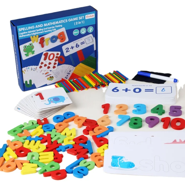 Digital Match & Operation Box with Writing for Kids Practise Math Toy Sticks Counting Animal Card Matching Educational Toy