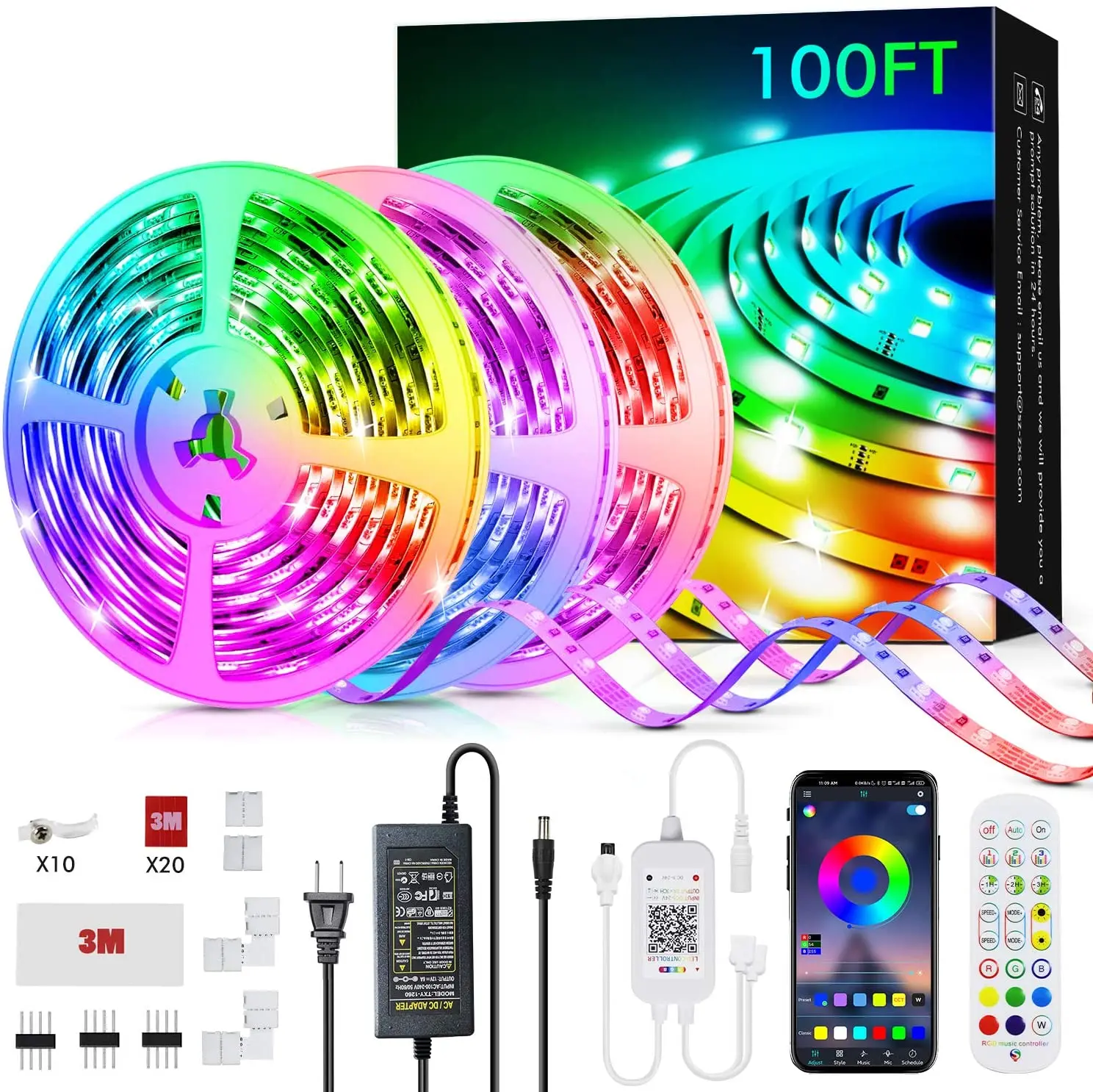Alexa Tuya Google Home APP Remote Control Smart RGB Strip Light IP65 Waterproof WIFI Smart LED Strip WIFI LED Strip Light