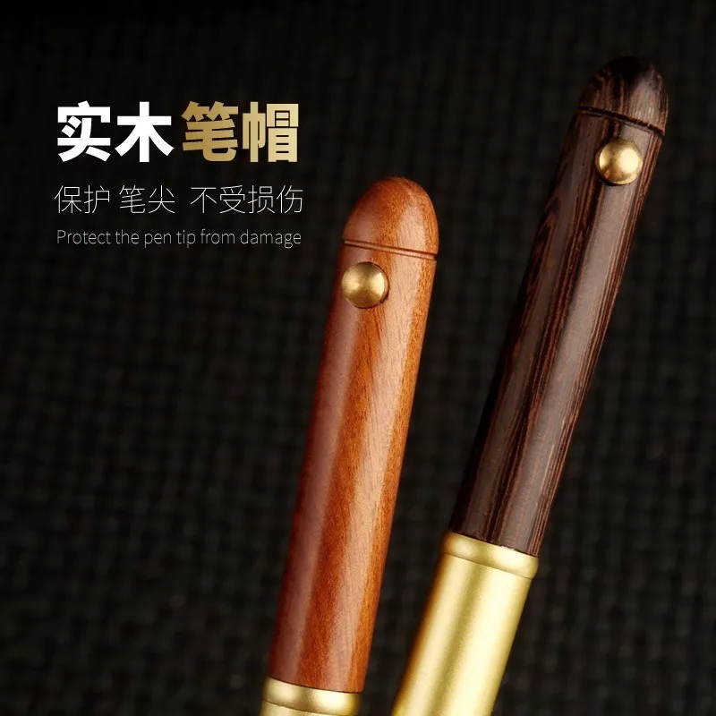 AIGUONIU Brass metal solid wood signature pen, high aesthetic value student business office gift writing pen