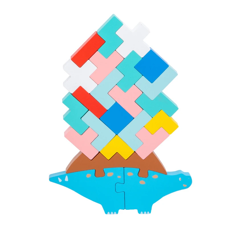 CPC Wooden Stacking Toys For Toddlers Cute Zoo Animals Stacking Blocks Balance Game Preschool Montessori Educational Toys