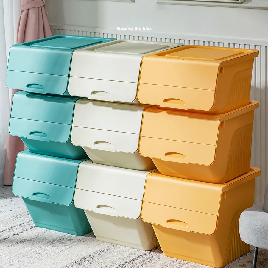 Safe Odorless Large Capacity Front Opening Stackable Baby Room Children Toys Set Storage Box