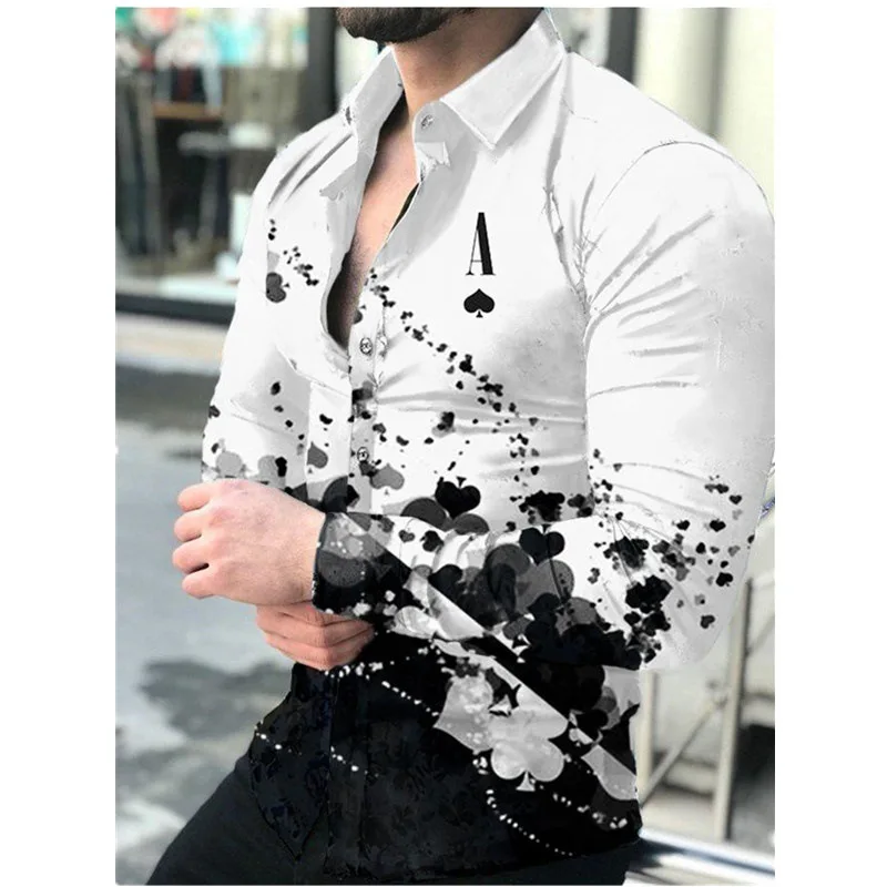 Custom wholesale Lapel single breasted Hawaii long sleeve plus size beach shirt top man flower shirt 3d print t shirt