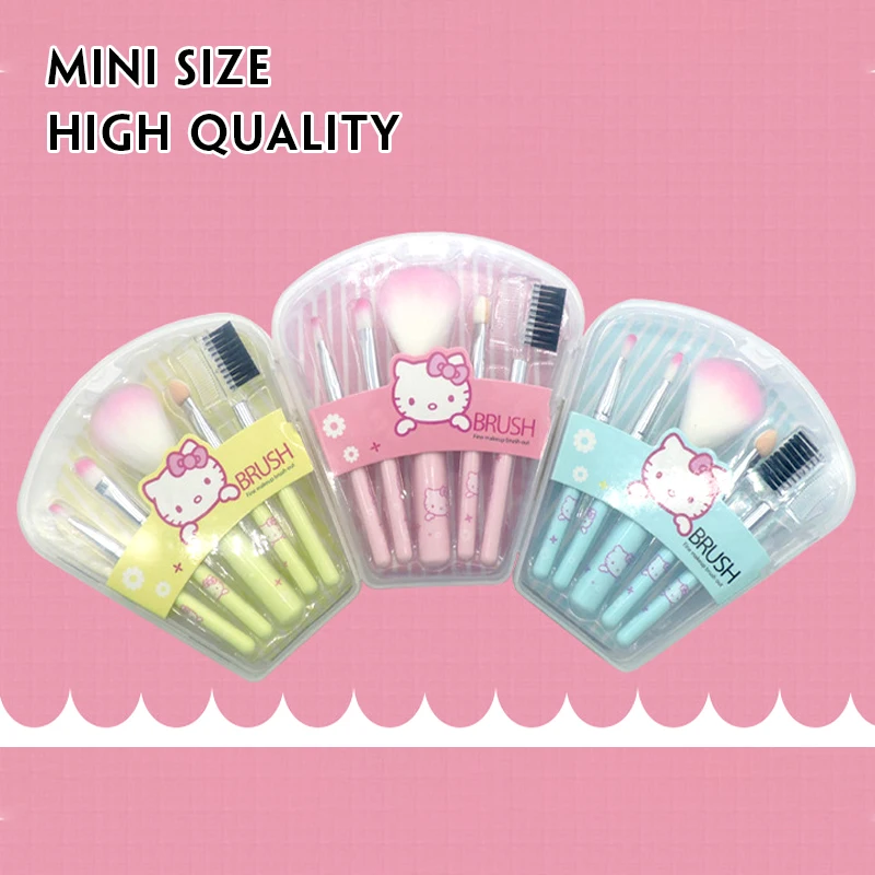 Factory Direct Supply 5 Makeup Brushes Set For Beginner Portable Makeup Tools Blush Foundation Helloed Kitty Eye Shadow Brush