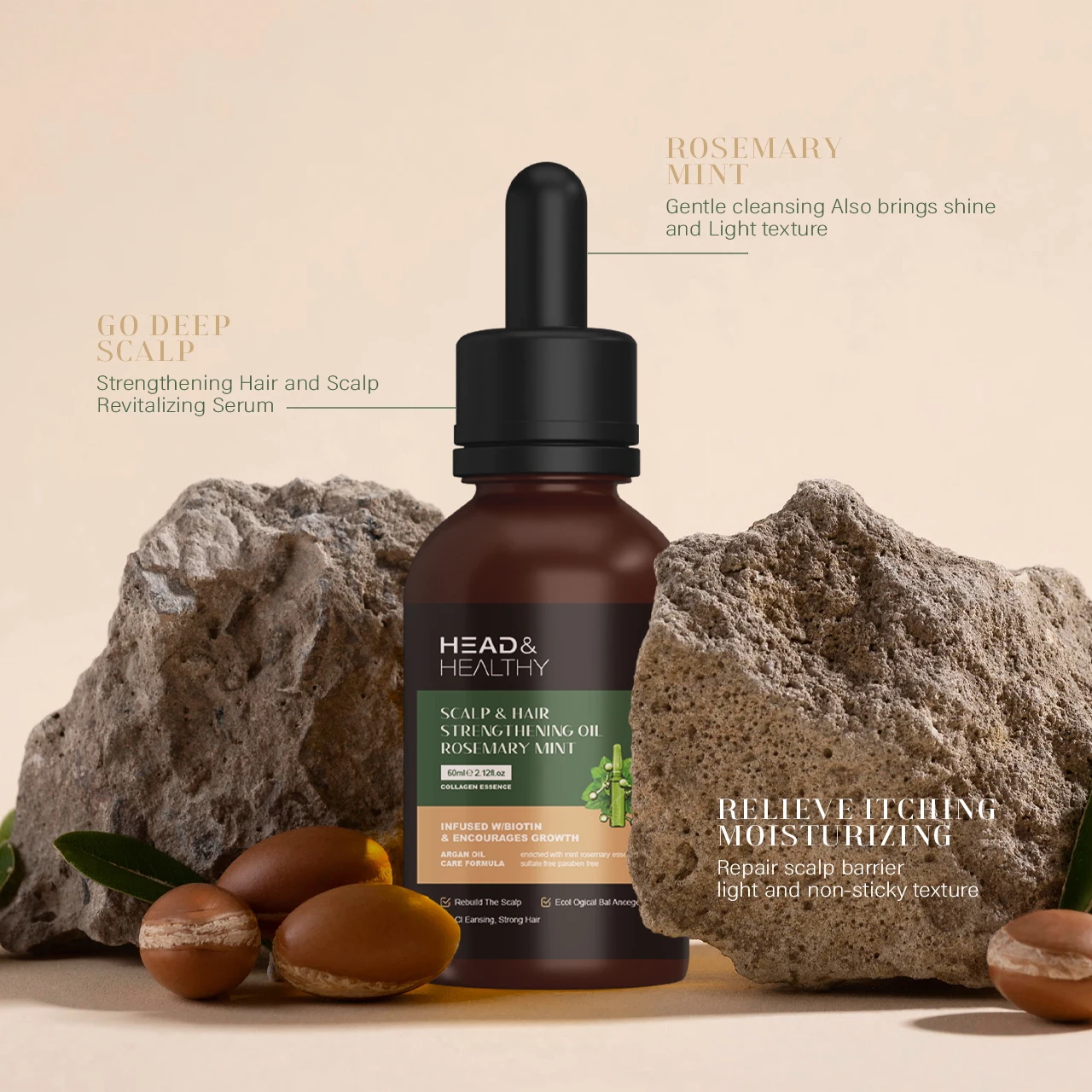 Custom label moisturizing rosemary mint hair growth oil argan serum treatment morocco hair care oil