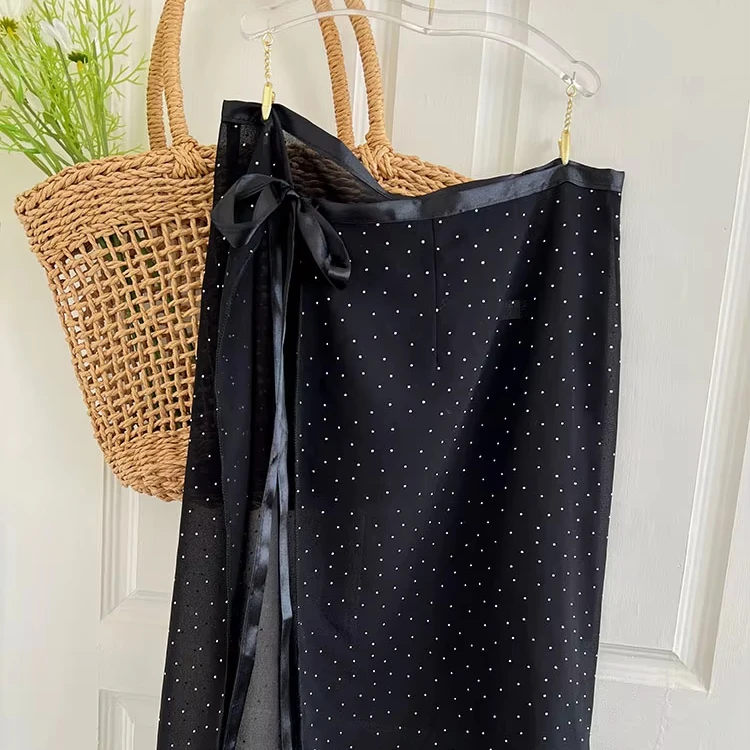 ChanBol fashion Spring Chiffon Waist Mesh Overlay Skirt Elegant woman Mesh Long Skirts Veil skirt