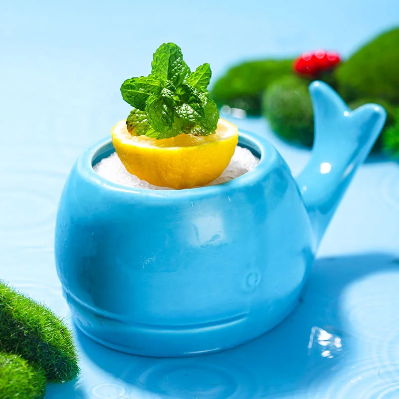 Custom Handmade Bar Novelty Accessories Barware 3D Ceramic mug Single Serve Cocktail Mugs Whale Glass Cup Tiki Mug