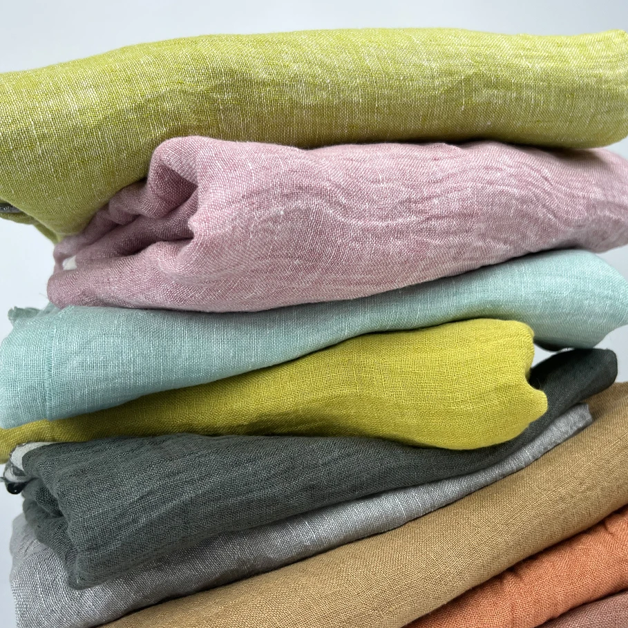 Stone washed Linen gauze fabrics with soft hand feel