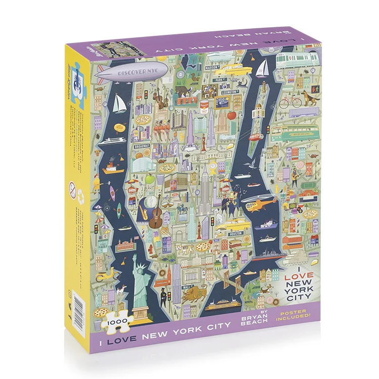 Custom print personalized brain game 1000 pieces adult jigsaw puzzles oem 1000pcs puzzles