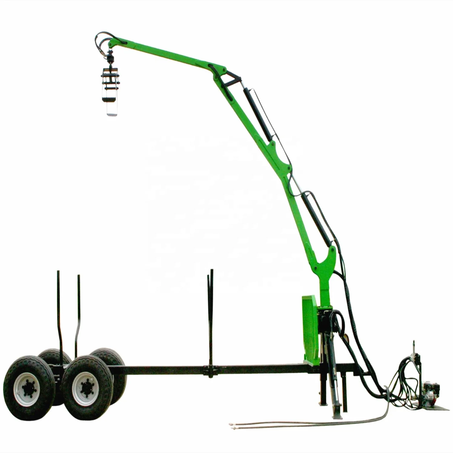 8ton log trailer with crane for tractor