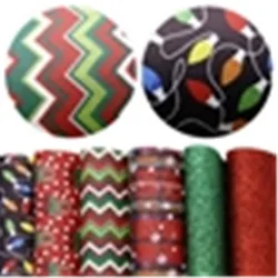 6pcs/set Christmas Printed Faux Leather Bundles Assorted DIY Bows Earrings 91571