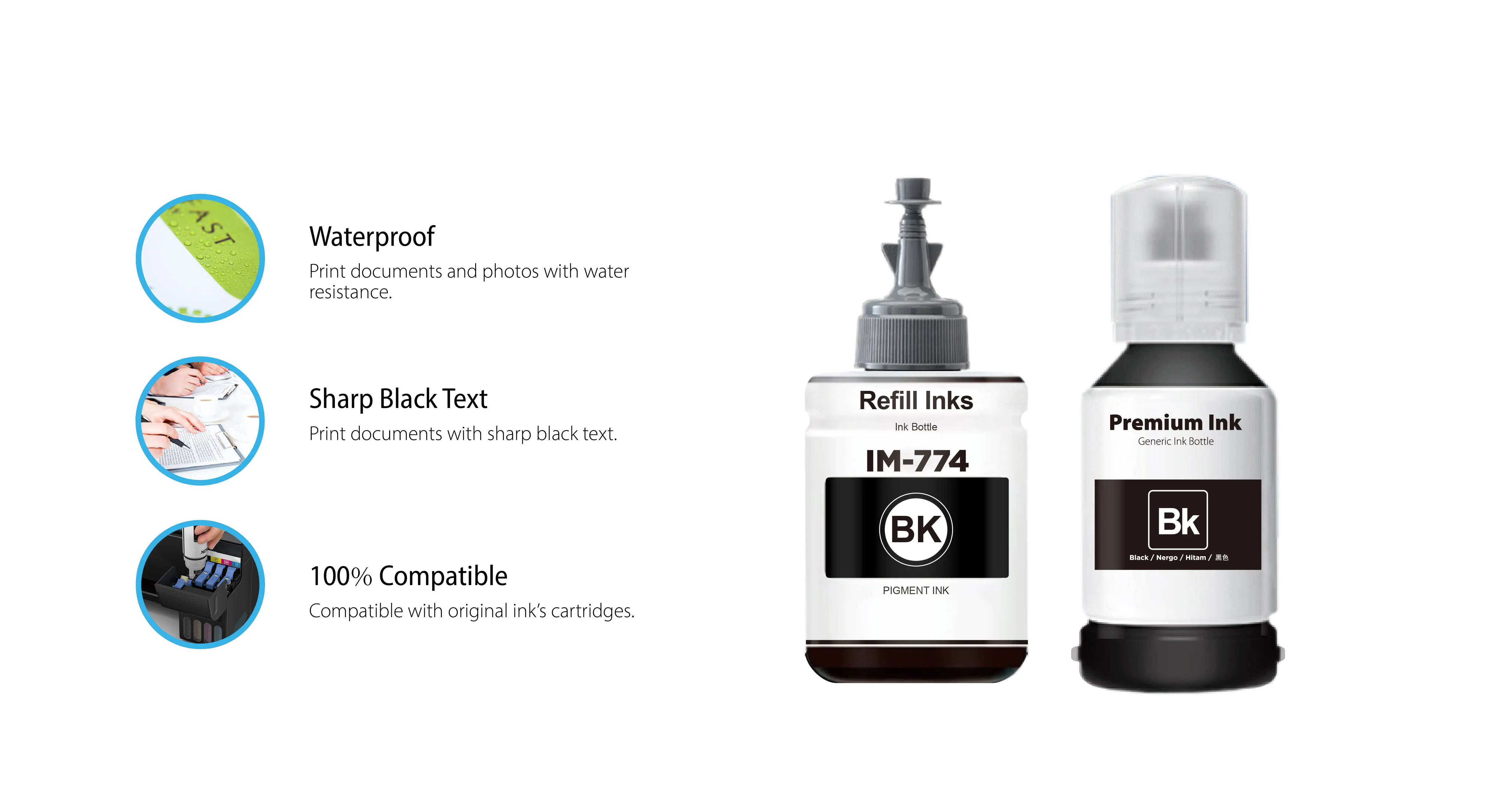 774 TO1P TO3Q Trendvision Compatible Bottle Water Based Refil inkjet  tinta ink for epaon printer 140ml for eco tank M pigment