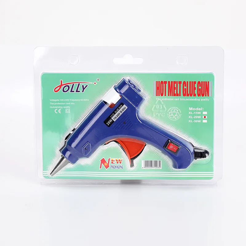 20W power heat capacity aluminum barrel+aluminum alloy nozzle hot melt glue gun featured with premium thermal heating system