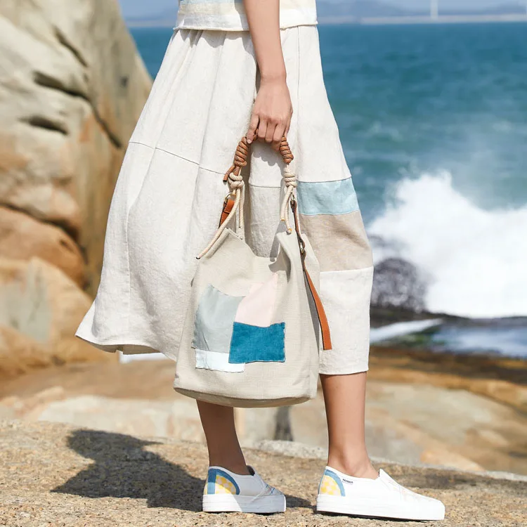 
Summer Korean retro fairy small fresh and sweet cotton and linen thin student mid-length skirt holiday style 