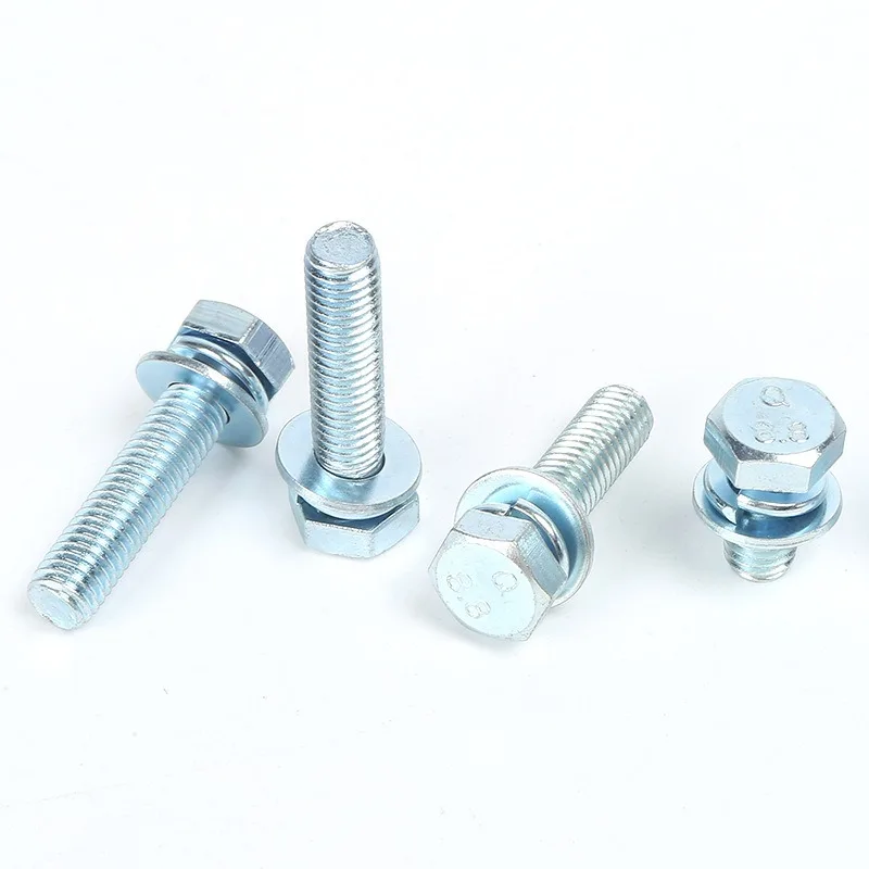 Hexagon head flat spring washers 3 combination zinc plated screws