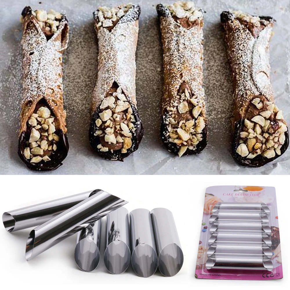 6Pcs premium high quality dessert cake cream hole round food grade stainless steel cannoli tubes