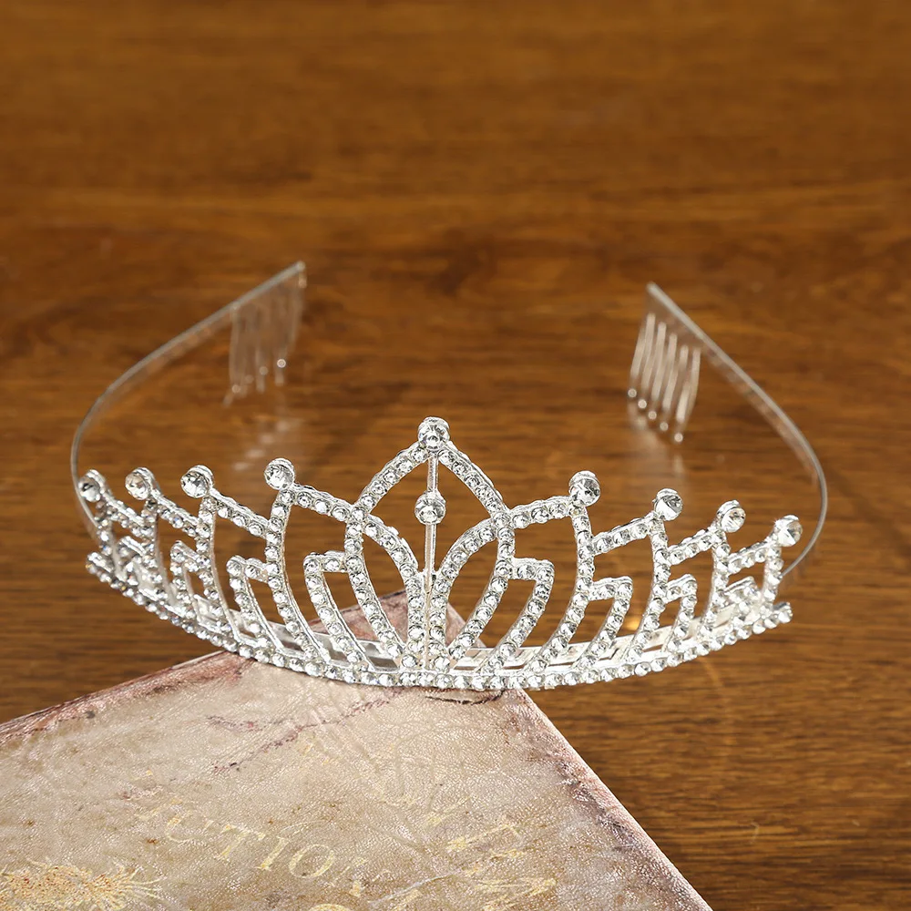 High Quality Silver Rhinestone Tiara Crystal Party Hair Accessories Princess Kids Tiara Crown For Girls