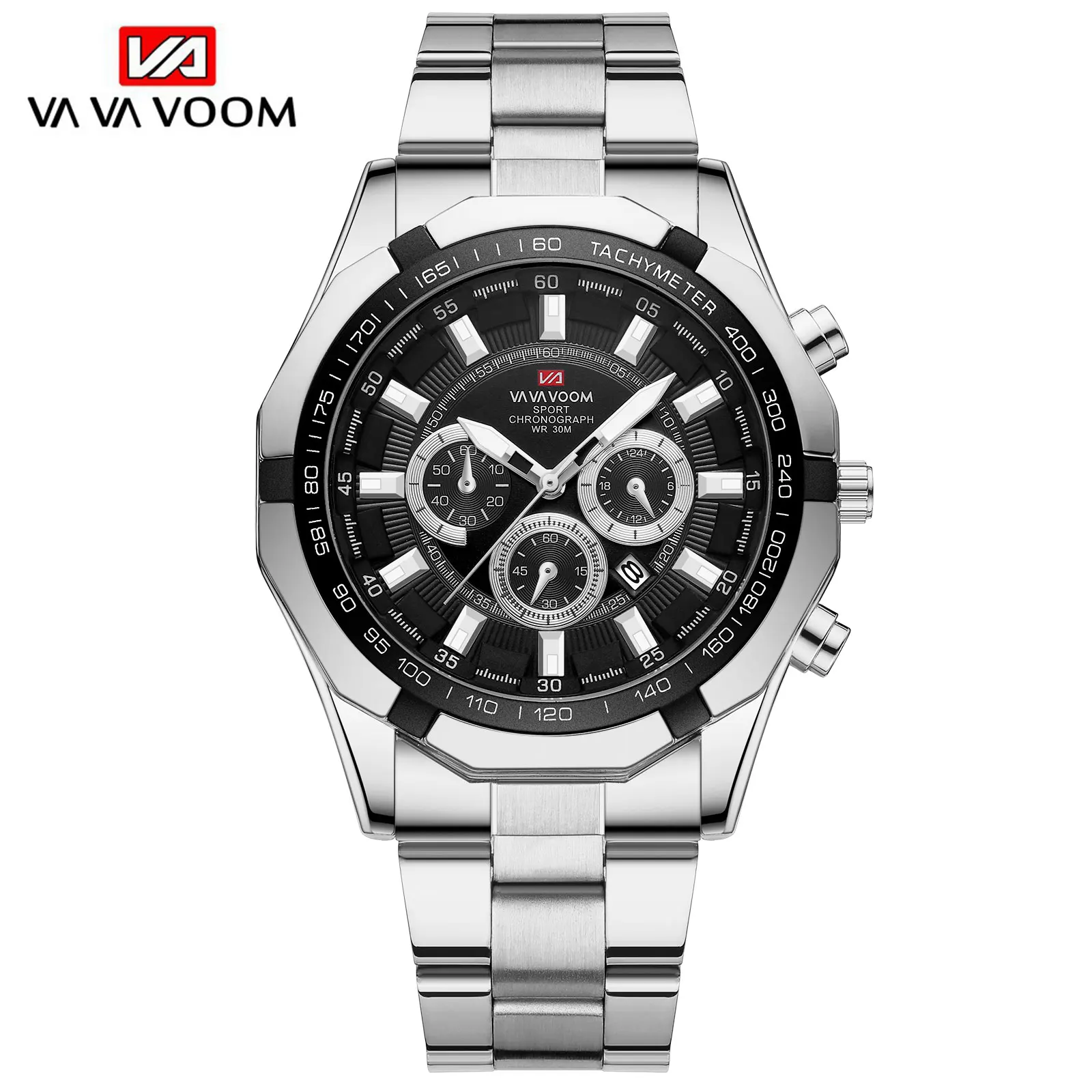 Low MOQ Male Analog Men Stylish Printed Luxury Waterproof Custom Wrist Brand Multi Functions Three Eyes Design Watch Dial Logo