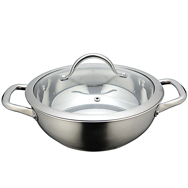 2024 New design wholesale custom kitchenware Cooking pot and pan with glass lid induction gas dual use