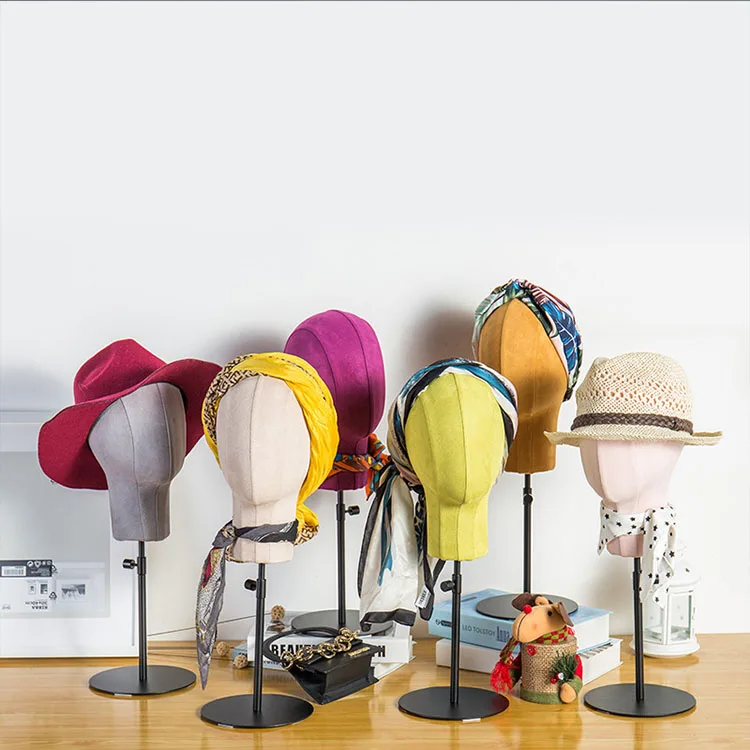 XINJI Wholesale Fabric Manikin Head Hat Scarf Display Form Mannequin Heads Models