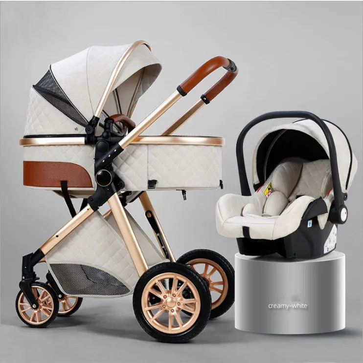 Luxury aluminum frame high quality high view baby push car stroller 3-in-1