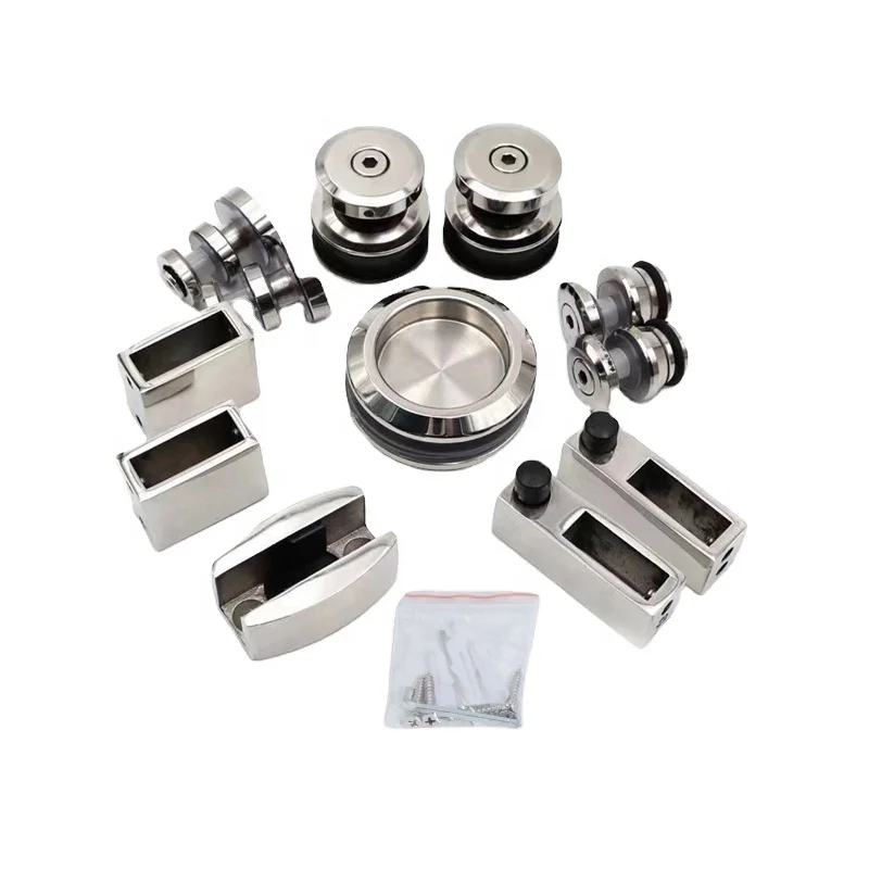 Frameless adjustable sliding shower glass door hardware patch fittings commercial bathroom glass partition hardware