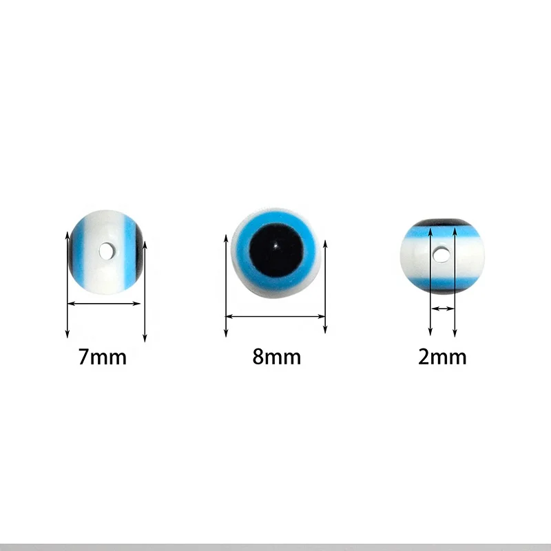 Wholesale cheap European style 8mm round blue Turkey acrylic evil eyes beads for jewelry making