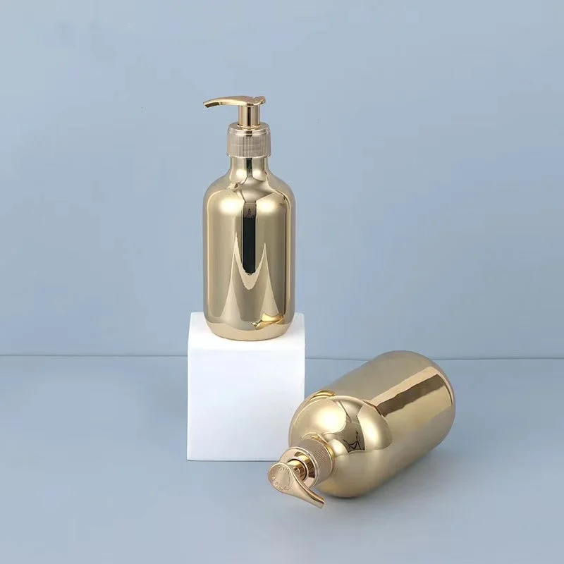 PET electroplating process gold rose gold silver shampoo shower gel bottles
