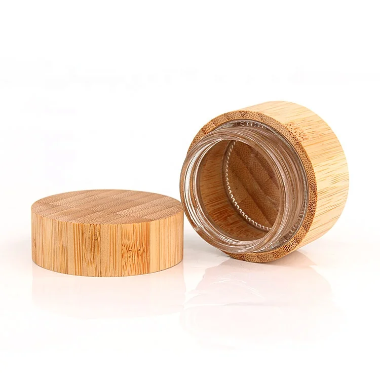  Eco friendly 50ml Natural Bamboo Cosmetic Containers jar 50g cosmetic glass