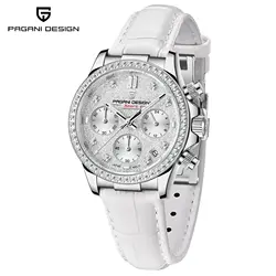 PAGANI DESIGN 1730 Sapphire Glass Womens Quartz Watches Fashion Chronograph Quartz Stainless Steel Wristwatch for Women