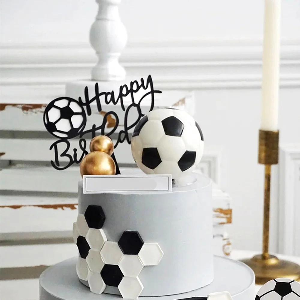 Double Layer Football Basketball Acrylic Happy Birthday Cake Topper Decoration for Birthday Party Decoration Tool