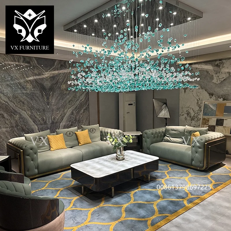 Custom Sectional Synthetic Leather Sofa Set Furniture Luxury White And Golden Beauty Salon Synthetic Leather Couch