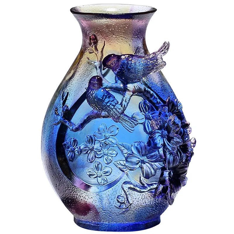 Blue Dewaxing coloured glaze vase luxury style festival gift tabletop decoration