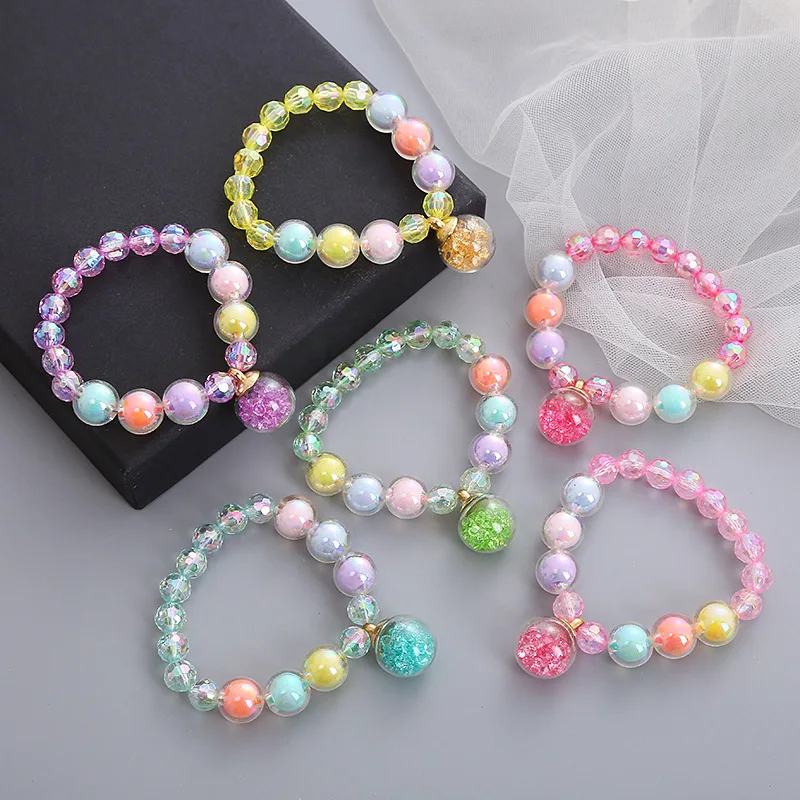 Baby Girl Candy Beads Bracelet  Resin Plastic Cartoon Bracelet Fruit Pendants Children Candy Jewelry Gift