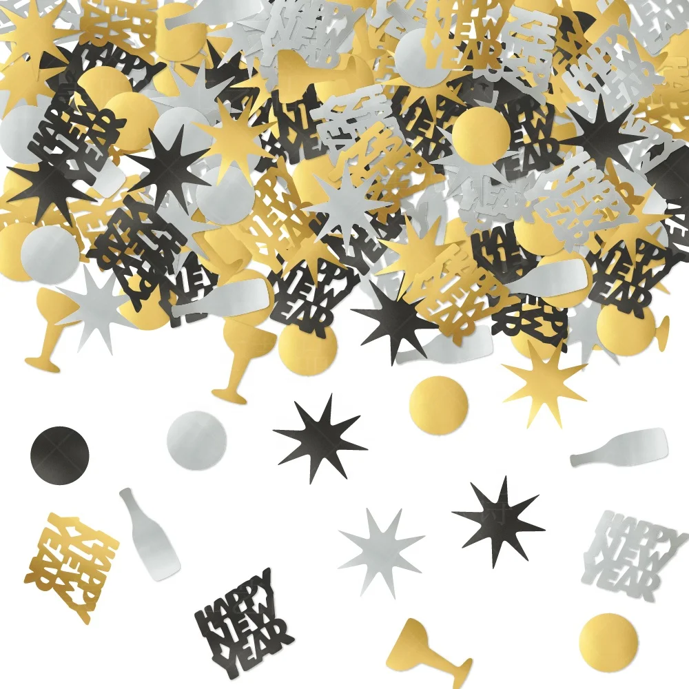 100Pcs 2023 Happy New Years Confetti New Years Eve Holiday Confetti Sequins Sprinkles Table Decorations Confetti