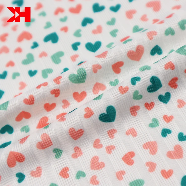 Kahn high quality digital custom printed fabric polyester digital printing on rib fabric