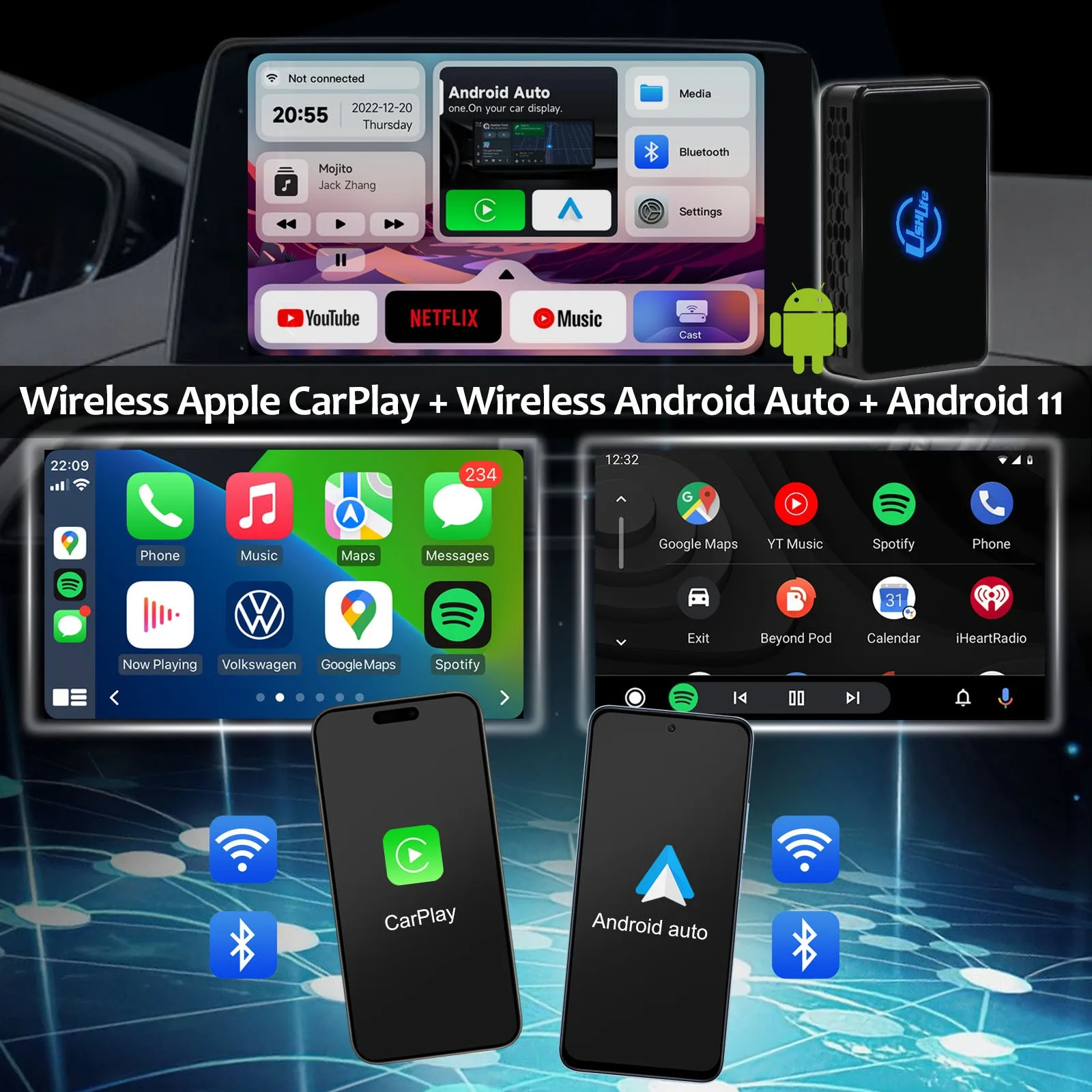 Android Auto Wireless Carplay Mini AI TV Box Original Car Upgrade For Netflix YouTube IPTV Universal Multimedia Adapter Car Play