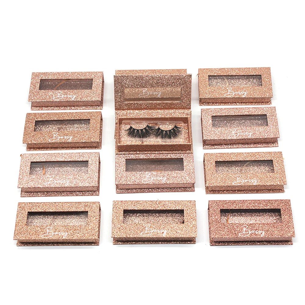 
Wholesale customized color deep golden onion paper tape window eyelash box private label 3D 25mm mink eyelash box vendor 