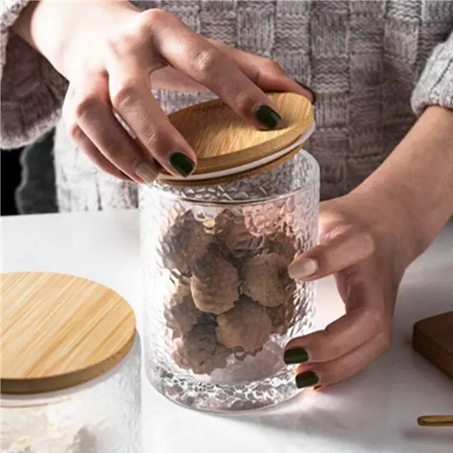 HOT SALE CHEAPER Hammer grain glass sealed jar kitchen miscellaneous grain and tea storage storage jar coffee bean tea jar