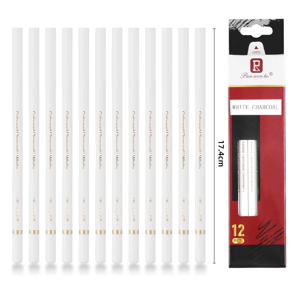 Panwenbo Customized Private Label Sketch Pencils12pcs/Set White Graphite Art Drawing Pencils Set